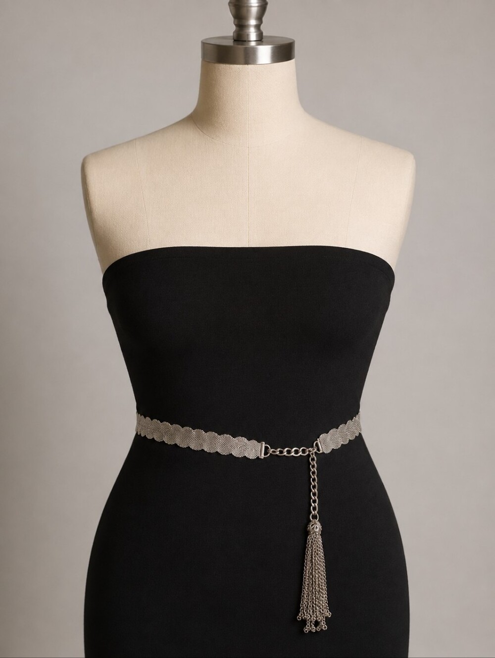 Silver Scalloped Chain Tassel Belt - Women Accessories